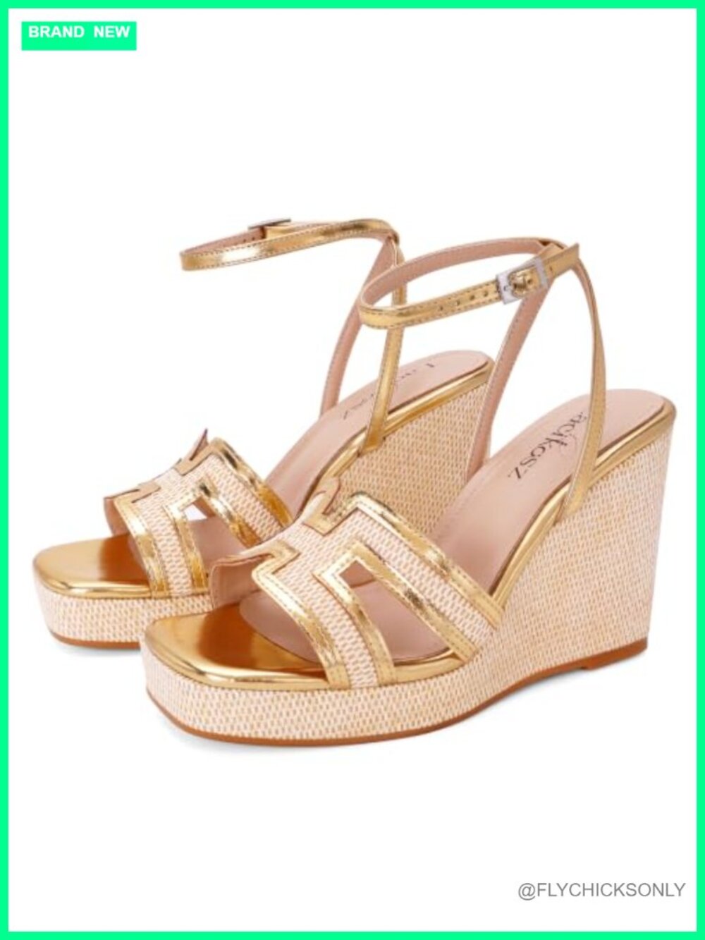 Raffia Platform Wedge Sandals Open Toe Adjustable Ankle Strap Summer Dressy